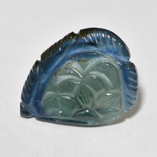 8.97ct طبيعي أخضر أزرق متوسط تورمالين, قص وردة, شفاف