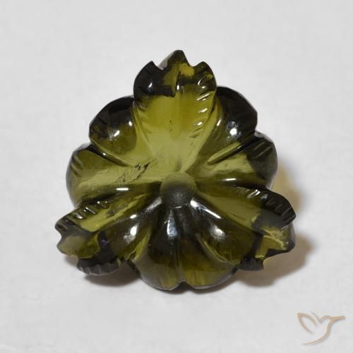 4.28ct طبيعي أخضر غامق تورمالين, قص وردة, شفاف
