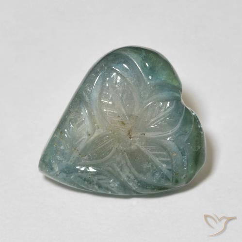6.25ct طبيعي ازرق مخضر تورمالين, قص وردة, شفاف