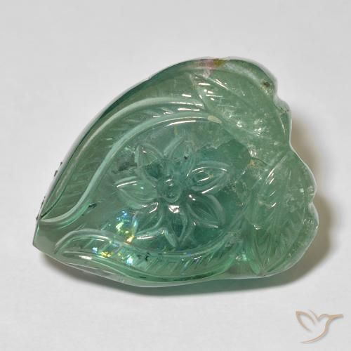 31.63ct طبيعي اخضر فاتح تورمالين, قص وردة, شفاف
