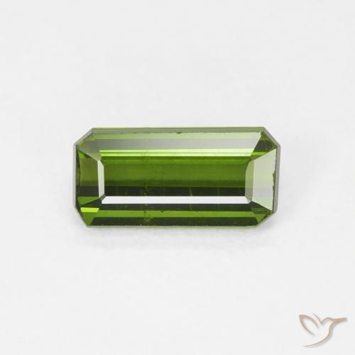 1.10ct طبيعي أخضر مصفر تورمالين, قص الزمرد, قليلا جدا