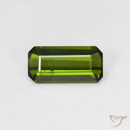 0.78ct طبيعي أخضر مصفر تورمالين, قص الزمرد, قليلا جدا