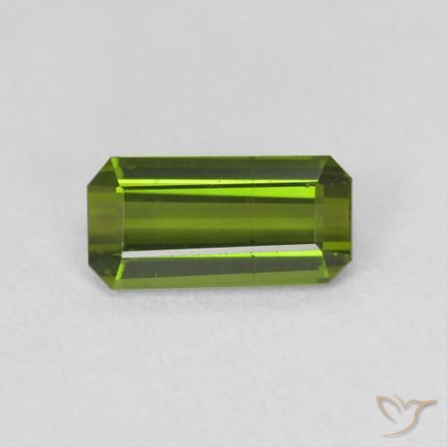 0.98ct طبيعي أخضر دافئ تورمالين, قص الزمرد, قليلا جدا