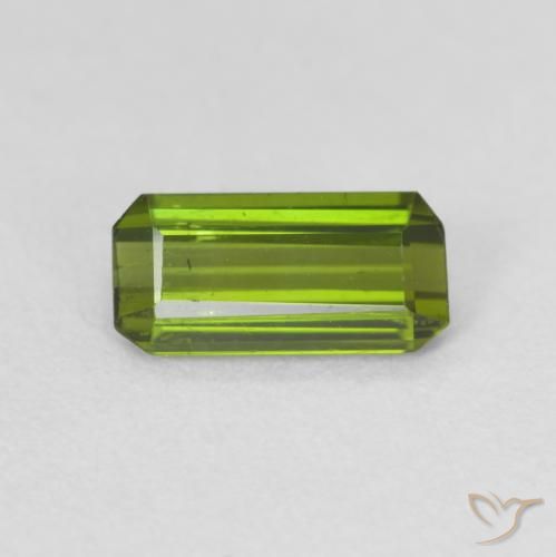 0.65ct طبيعي أخضر دافئ تورمالين, قص الزمرد, قليلا جدا