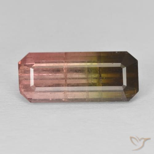 7.99ct طبيعي ثنائية اللون تورمالين, قص الزمرد, SI