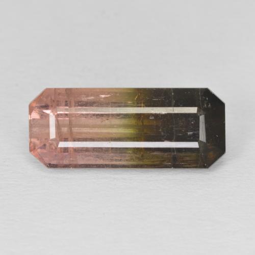 5.84ct طبيعي ثنائية اللون تورمالين, قص الزمرد, SI