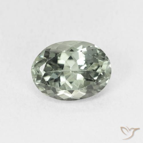 1.38ct طبيعي رمادى-أخضر متوسط تورمالين, بيضوي, قليلا جدا