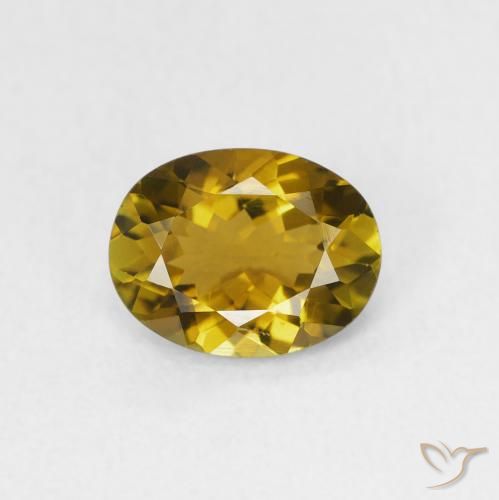 1.02ct طبيعي ذهبى متوسط تورمالين, بيضوي, VVS-VS
