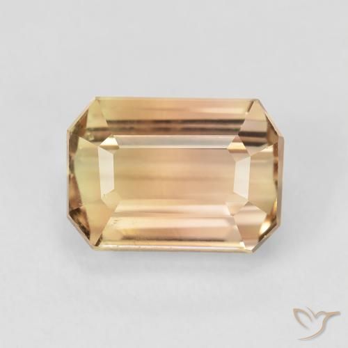 5.60ct طبيعي ذهبى خوخى فاتح تورمالين, قص الزمرد, SI