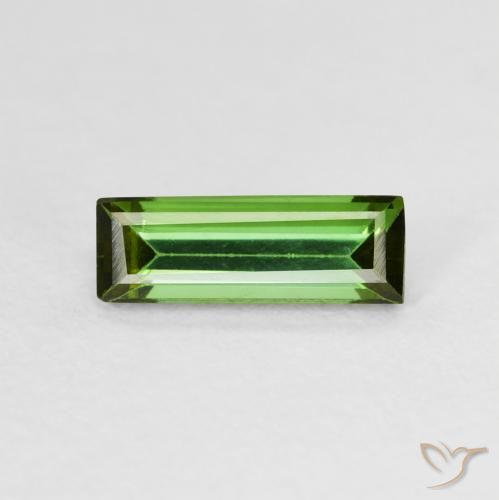تورمالين أخضر غامق طبيعي، باجيت، 0.72 قيراط، VVS-VS