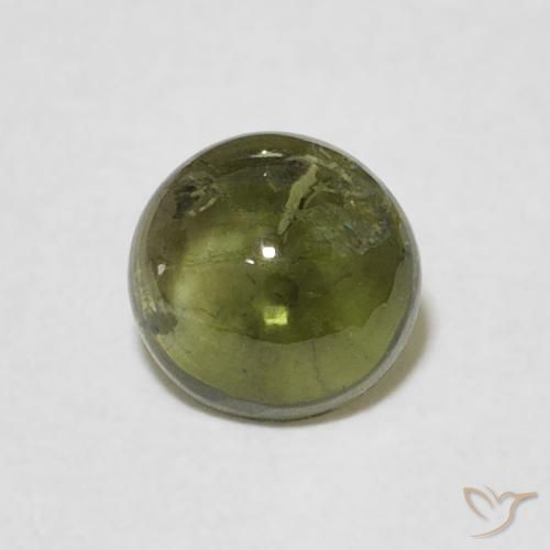 0.82ct طبيعي أخضر دافئ تورمالين, دائري, شفاف