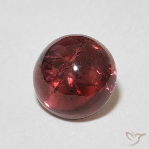 تورمالين Medium Dark-Red طبيعي، دائري، 1.53 قيراط، شفاف