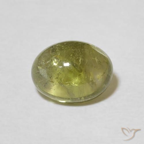 1.70ct طبيعي أخضر مصفر تورمالين, بيضوي, شفاف