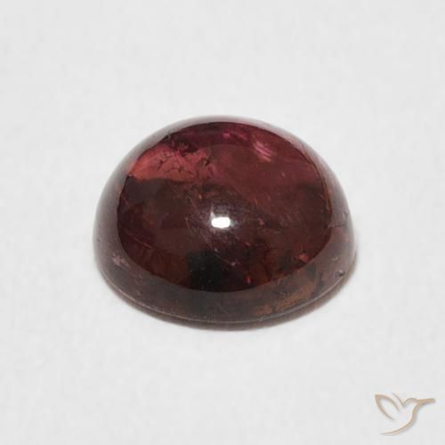 تورمالين Medium Dark-Red طبيعي، دائري، 1.23 قيراط، شفاف