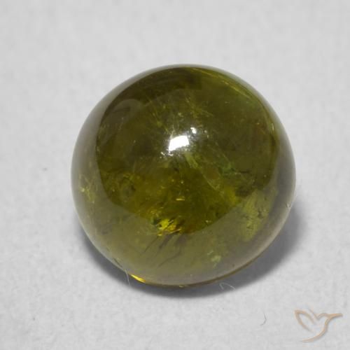 1.54ct طبيعي أخضر مصفر تورمالين, دائري, شفاف