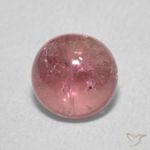 1.00ct طبيعي وردى متوسط تورمالين, دائري, شفاف