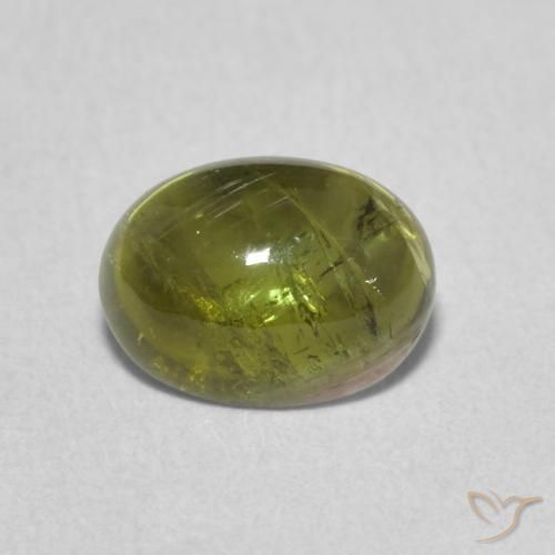 1.29ct طبيعي أخضر متوسط تورمالين, بيضوي, شفاف