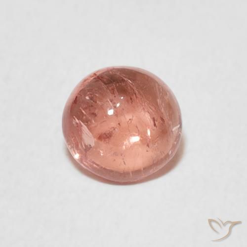 0.93ct طبيعي برتقالى وردى تورمالين, دائري, شفاف