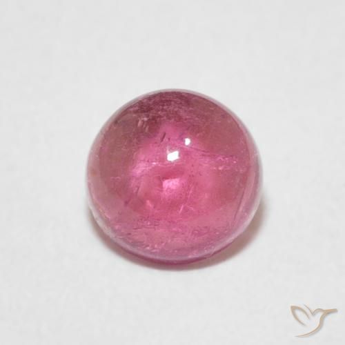 0.90ct طبيعي وردى متوسط تورمالين, دائري, شفاف
