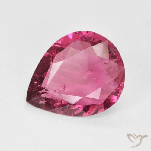 3.02ct طبيعي وردى داكن تورمالين, شكل الكمثرى, قليلا جدا