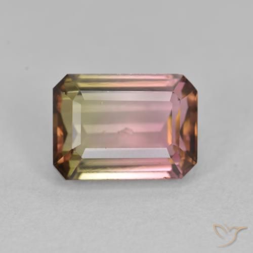 1.51ct طبيعي ثنائية اللون تورمالين, قص الزمرد, قليلا جدا