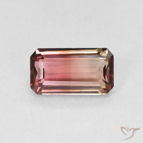 1.28ct طبيعي ثنائية اللون تورمالين, قص الزمرد, VVS