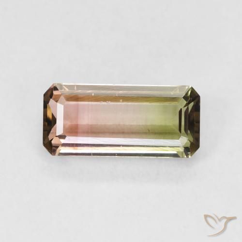 1.36ct طبيعي ثنائية اللون تورمالين, قص الزمرد, VVS-VS
