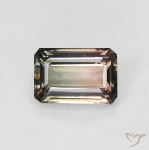 1.18ct طبيعي ثنائية اللون تورمالين, قص الزمرد, VVS-VS