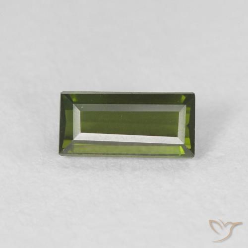 0.43ct طبيعي الأخضر الغامق تورمالين, باجيت, VVS