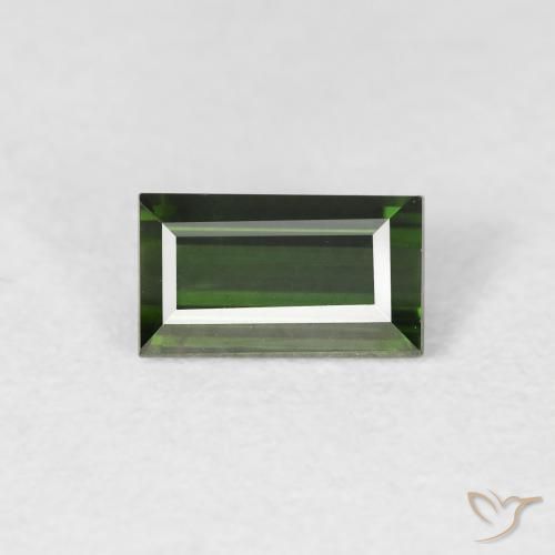 0.74ct طبيعي أخضر داكن جدا تورمالين, باجيت, قليلا جدا