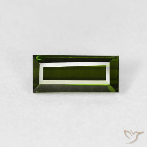0.77ct طبيعي الأخضر الغامق تورمالين, باجيت, VVS