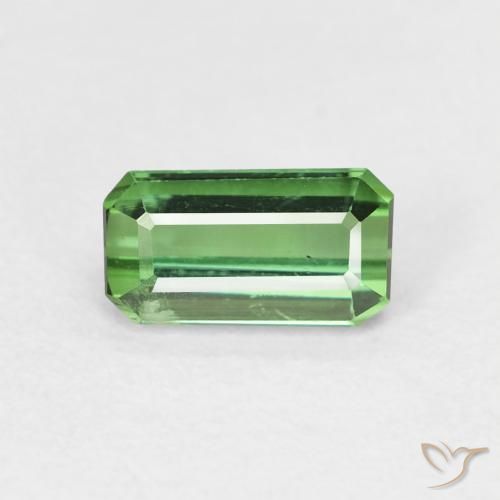 0.85ct طبيعي أخضر متوسط تورمالين, ثمانى / قصة زمرد, قليلا جدا, Photo A