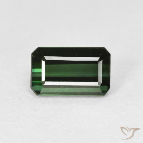 1.30ct طبيعي أخضر الغابات تورمالين, قص الزمرد, قليلا جدا