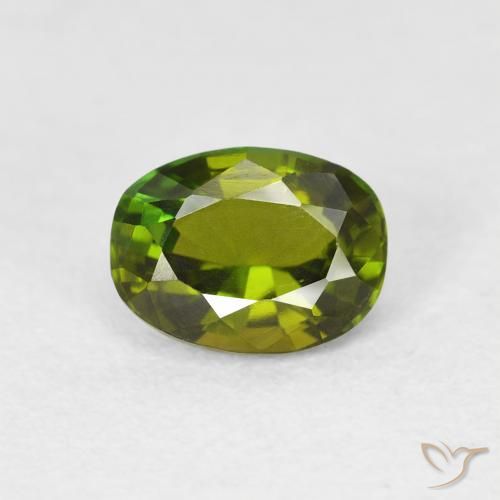 1.08ct طبيعي أخضر متوسط تورمالين, بيضوي, VVS-VS