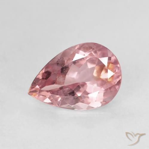 1.38ct طبيعي وردى فاقع فاتح تورمالين, شكل الكمثرى, VVS-VS