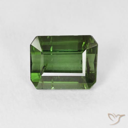 1.08ct طبيعي Medium Dark-Green تورمالين, قص الزمرد, VS-SI