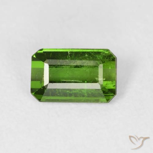 0.86ct طبيعي أخضر ترابى تورمالين, قص الزمرد, قليلا جدا