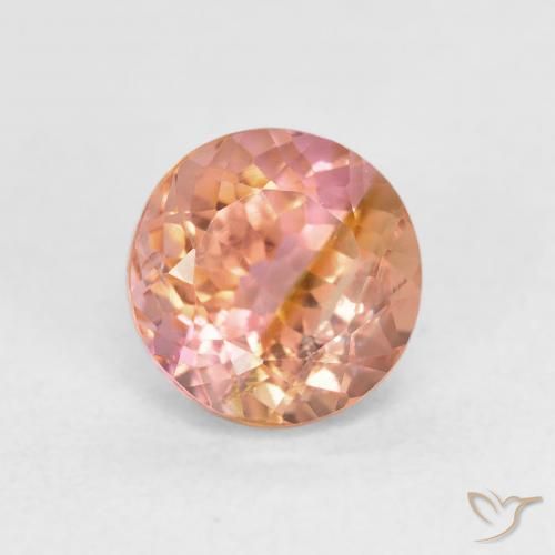1.41ct طبيعي وردى برتقالى تورمالين, دائري, قليلا جدا