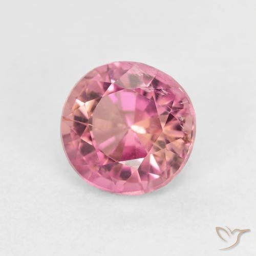 1.49ct طبيعي وردي فاقع تورمالين, دائري, قليلا جدا