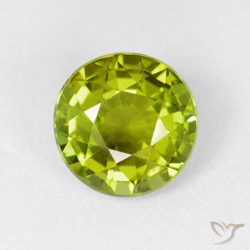 1.52ct طبيعي أخضر زيتوني تورمالين, دائري, قليلا جدا