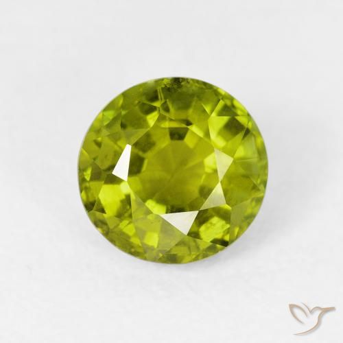 1.52ct طبيعي أخضر زيتوني تورمالين, دائري, قليلا جدا