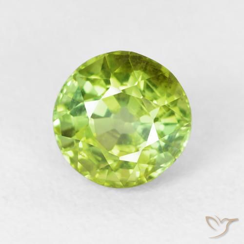 1.38ct طبيعي أخضر حيوى فاتح تورمالين, دائري, قليلا جدا