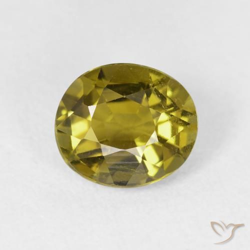 1.75ct طبيعي أخضر مصفر تورمالين, بيضوي, قليلا جدا