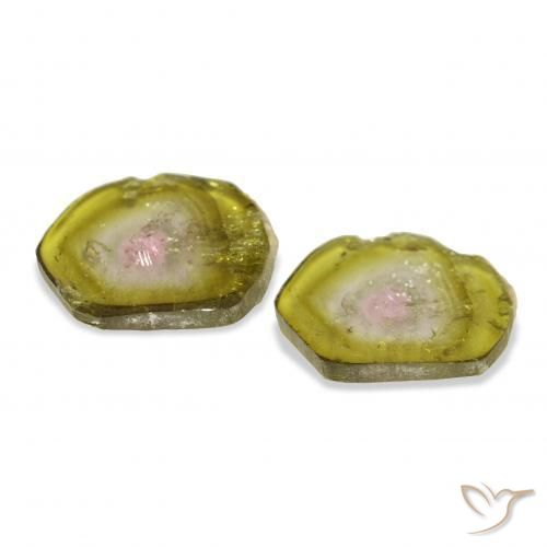 أحجار تورمالين بطيخى طبيعية، فانسى، شفاف، وزنها 7.05 قيراط