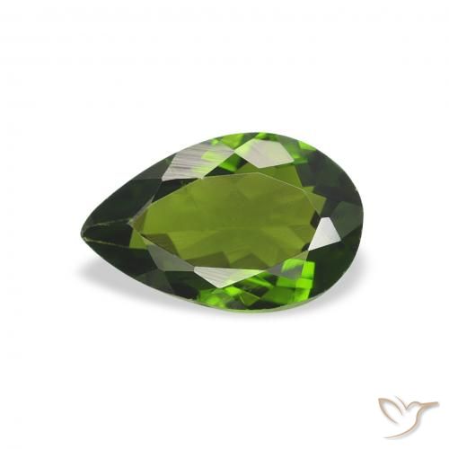 0.74ct طبيعي أخضر متوسط تورمالين, شكل الكمثرى, قليلا جدا