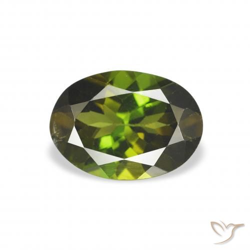 1.00ct طبيعي أخصر بنى تورمالين, بيضوي, قليلا جدا