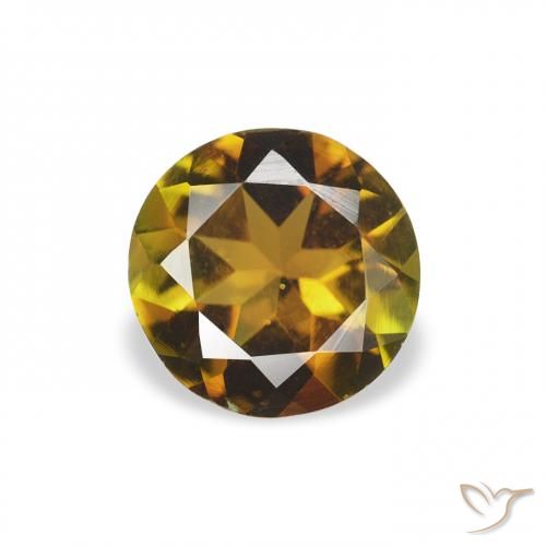 0.60ct طبيعي ذهبى ترابى تورمالين, دائري, قليلا جدا