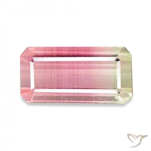 2.27ct ثنائية اللون تورمالين أحجار كريمة, قص الزمرد, VVS-VS