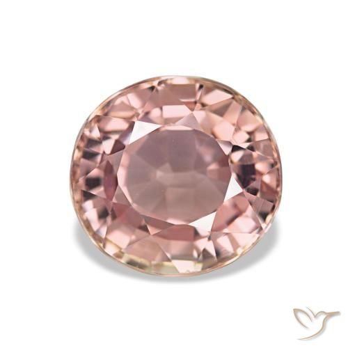 تورمالين طبيعي بلون Medium Light-Pink، وزن ‎1.84‎ قيراط، شكل بيضاوى، مقاس ‎7.6x7.2‎ مم