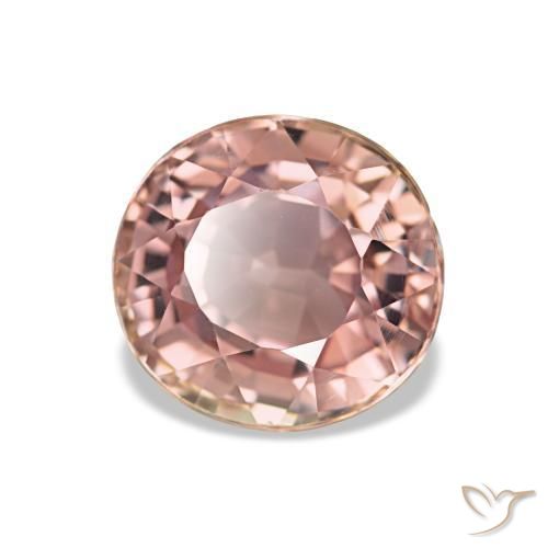 تورمالين طبيعي بلون Medium Light-Pink، وزن ‎1.84‎ قيراط، شكل بيضاوى، مقاس ‎7.6x7.2‎ مم
